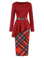 Rot 1960er Weihnachten Plaids Patchwork Kleid