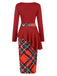 Rot 1960er Weihnachten Plaids Patchwork Kleid