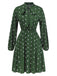 1940er Polka Dots Kordelzug Plissiertes Kleid