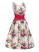 [Vorverkauf] Multicolor 1950er Zurück-Bogen Antike Blumen Kleid