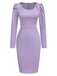 [Vorverkauf] Lavendel 1960er Puffärmel Solide Satin Kleid