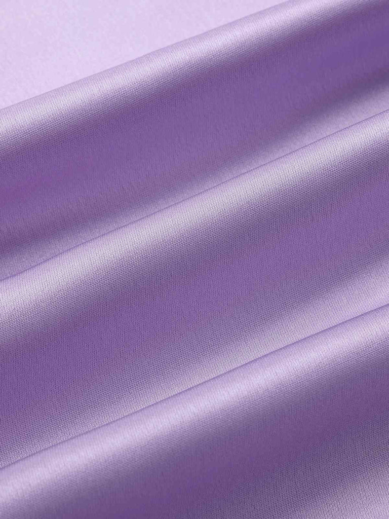 [Vorverkauf] Lavendel 1960er Puffärmel Solide Satin Kleid