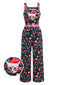 1940er Weihnachten Cat Spaghetti Träger Samt Jumpsuit