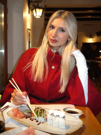 Weinrot 1960er Solide Gürtel Cloak Mantel