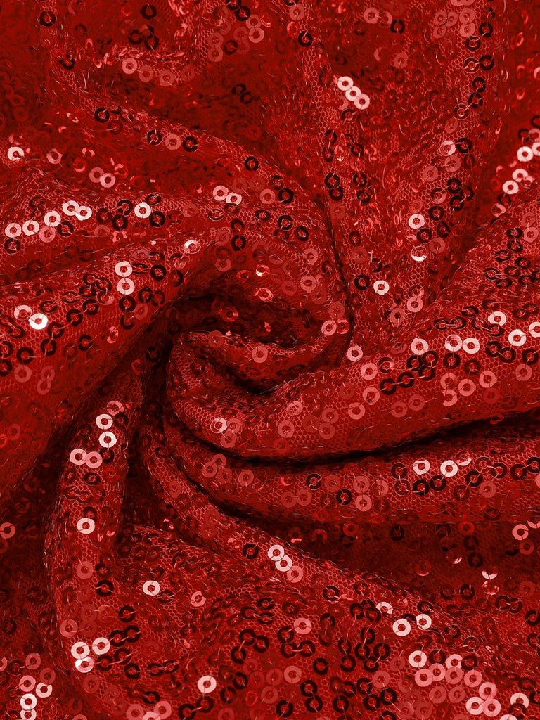 Rot 1950er Weihnachten Schulterfrei Fell Gürtel Kleid