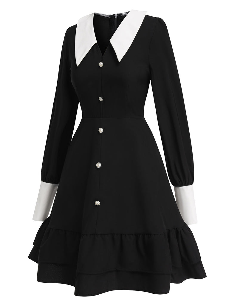 Schwarz & Weiß 1960er Doll Kragen Skater Kleid