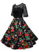 Schwarz 1950er Weihnachten Strumpf Spitze Patchwork Kleid