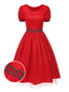 [Vorverkauf] Rot 1950er Funkeln Netz Plaid Patchwork Kleid