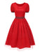 [Vorverkauf] Rot 1950er Funkeln Netz Plaid Patchwork Kleid