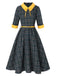 [Vorverkauf] 1950er Revers Tartan Plaid Farbblock Kleid