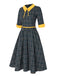 [Vorverkauf] 1950er Revers Tartan Plaid Farbblock Kleid