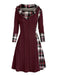 Weiß 1950er Plaid Stricken Kapuze Kleid