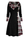 Weiß 1950er Plaid Stricken Kapuze Kleid