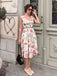 Multicolor 1950er Rose Bildhaft Gürtel Kleid