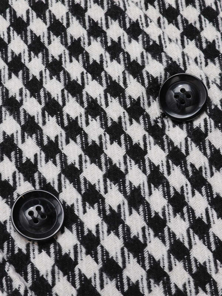 [Vorverkauf] 1960er Pelzkragen Zweireihig Houndstooth Mantel