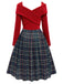 [Vorverkauf] Rot 1950er Tartan Plaids Patchwork Plissee Kleid