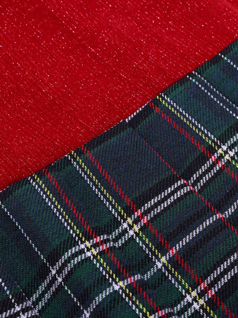 [Vorverkauf] Rot 1950er Tartan Plaids Patchwork Plissee Kleid