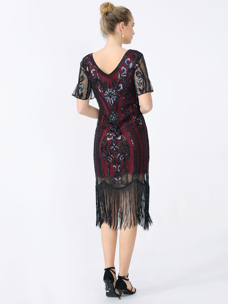 1920er Fransen Pailletten Flapper Kleid