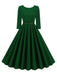 1950er Solide Gürtel Swing Kleid