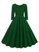 1950er Solide Gürtel Swing Kleid