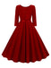 1950er Solide Gürtel Swing Kleid