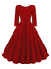 1950er Solide Gürtel Swing Kleid