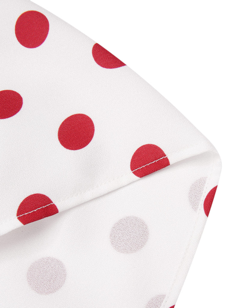 [Vorverkauf] Rot 1960er Polka Dot & Streifen Kleid