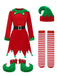Rot 1980er Weihnachten Elf Kostüm Kleid Set