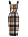 Khaki 1960er Classic Plaid Träger Kleid