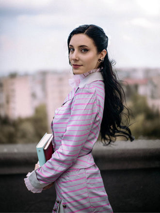 3PCS 1940er Rüschens Streifen Knöpfen Suit Set