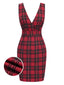 Rot 1960er Tartan Plaids Straps Kleid