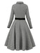 [Vorverkauf] Schwarz 1950er Revers Gingham Plaid Kleid