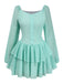 Hellblau 1960er Solide Mehrlagiger Saum Chiffon Kleid