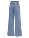 Blau 1940er Knöpfen Weites-Bein Denim Jeans