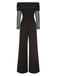 Schwarz 1950er Schulterfrei Transparente Ärmel Jumpsuit