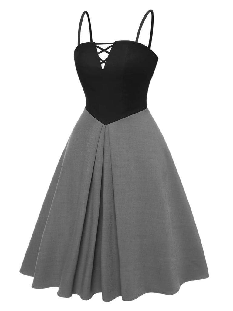 [Vorverkauf] [Übergröße] 2PCS 1940er Farbblock Rosa Bluse & Grau Kleid