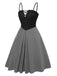[Vorverkauf] [Übergröße] 2PCS 1940er Farbblock Rosa Bluse & Grau Kleid