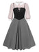 [Vorverkauf] [Übergröße] 2PCS 1940er Farbblock Rosa Bluse & Grau Kleid