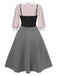[Vorverkauf] [Übergröße] 2PCS 1940er Farbblock Rosa Bluse & Grau Kleid