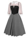 [Vorverkauf] [Übergröße] 2PCS 1940er Farbblock Rosa Bluse & Grau Kleid