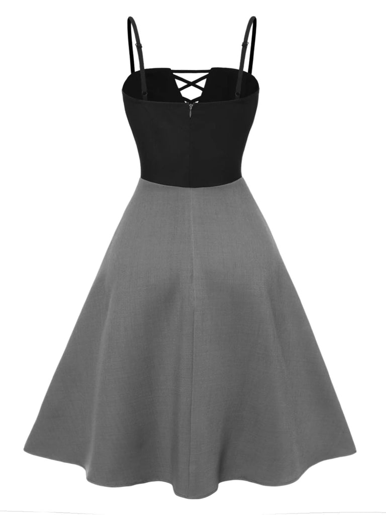 [Vorverkauf] [Übergröße] 2PCS 1940er Farbblock Rosa Bluse & Grau Kleid