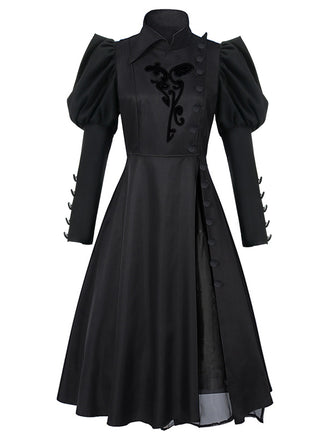 Schwarz 1940er Gothic Wicked-Inspiriert Elphaba Blumen Hexenkleid