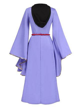 2PCS Lila 1940er Schneewittchen Kostüm Böse Königin Kleid & Lang Mantel