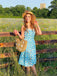 Blau 1950er Halter Spitze Gänseblümchen Kleid