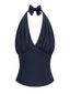1950er Solide Ärmellos Halter Ruched Top