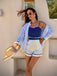 Blau 1940er Polka Dot Patchwork Träger Romper