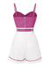 Blau 1940er Polka Dot Patchwork Träger Romper