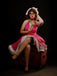 Rosa 1950er Polka Dots Halter Baumwolle Kleid