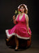 Rosa 1950er Polka Dots Halter Baumwolle Kleid