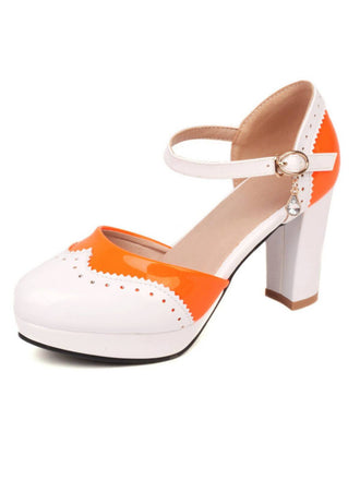 Orange MARY JANE PATCHWORK HIGH HEELS